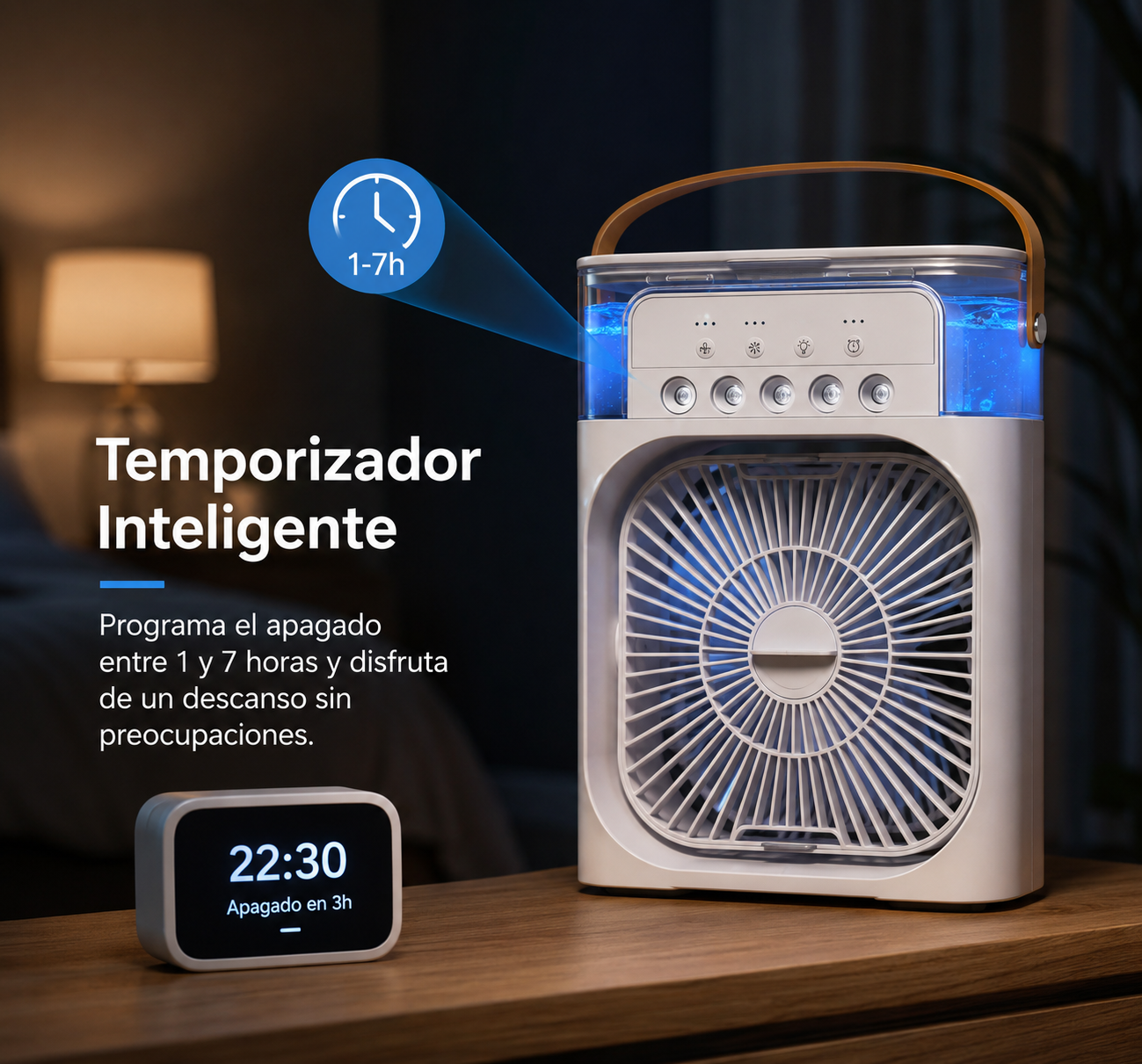 AeroFresh Pro™ – Enfriador Portátil con Humidificador y Luz LED